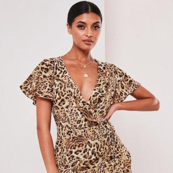 NWT ASOS Leopard Print Wrap Dress - Picture 3 of 8